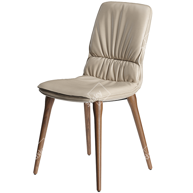 Curved Leather Coco Chair with Metal Frame 3D model image 2