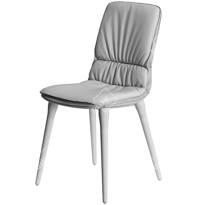 Curved Leather Coco Chair with Metal Frame 3D model image 3