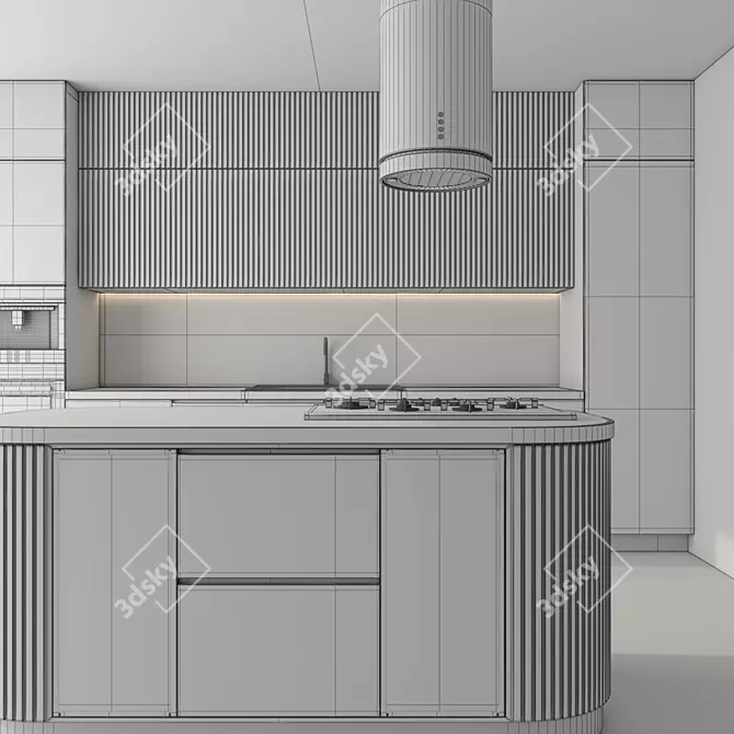 Modern Kitchen Set 3D Model 3D model image 5