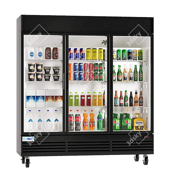 Three-Door Merchandiser Refrigerator for Beverages 3D model image 1