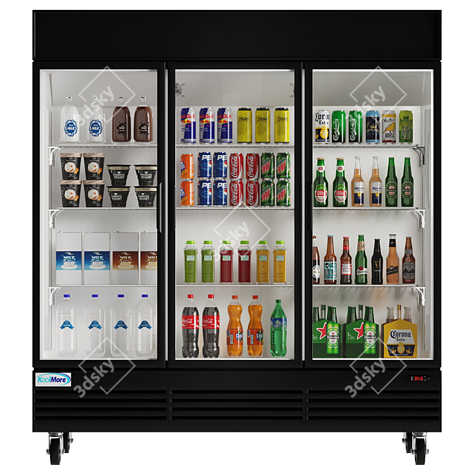 Three-Door Merchandiser Refrigerator for Beverages 3D model image 2