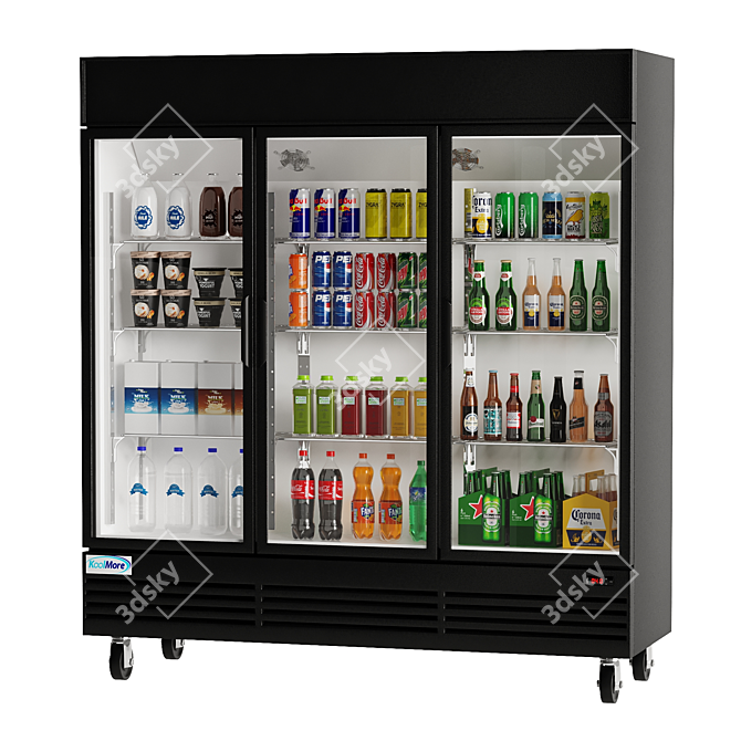 Three-Door Merchandiser Refrigerator for Beverages 3D model image 3