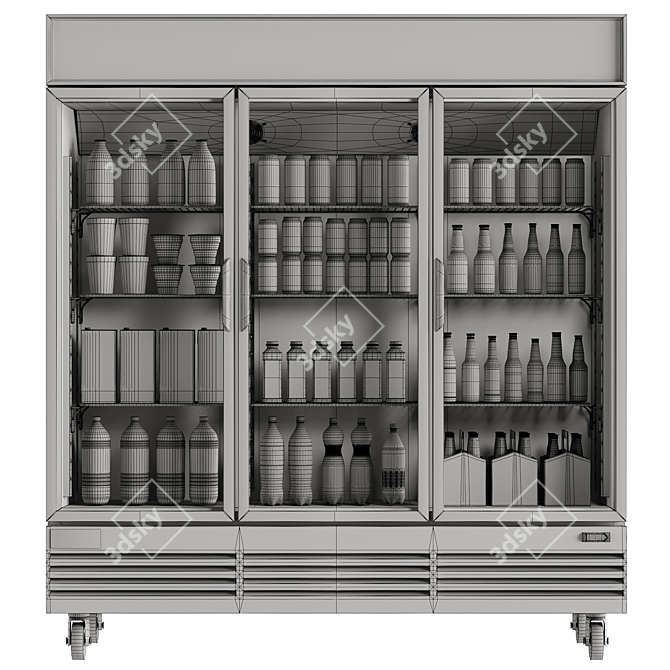 Three-Door Merchandiser Refrigerator for Beverages 3D model image 4