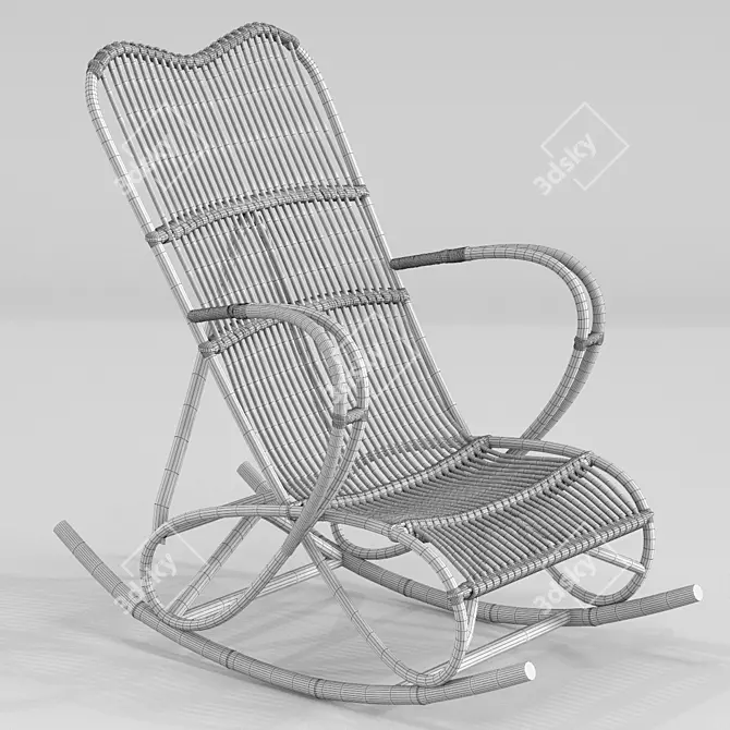 Vintage Rattan Chair Maisons Du Monde 3D model image 2