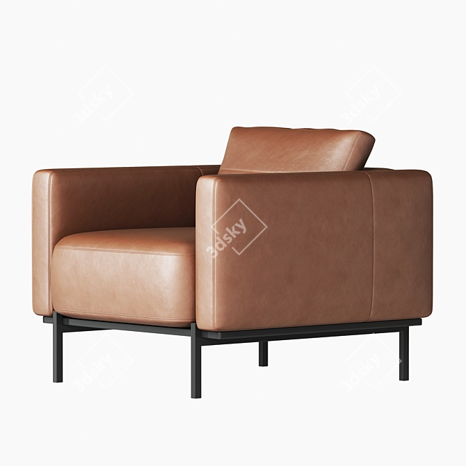 Luxurious Tan Leather Armchair 3D model image 3