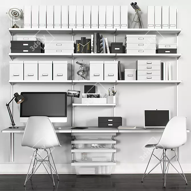 Workspace Organization Set: Wall & Desk Storage 3D model image 1