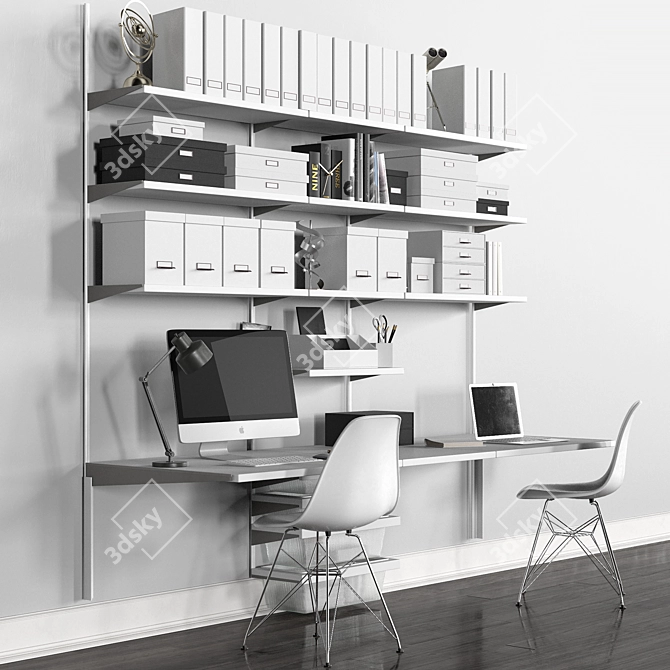 Workspace Organization Set: Wall & Desk Storage 3D model image 2