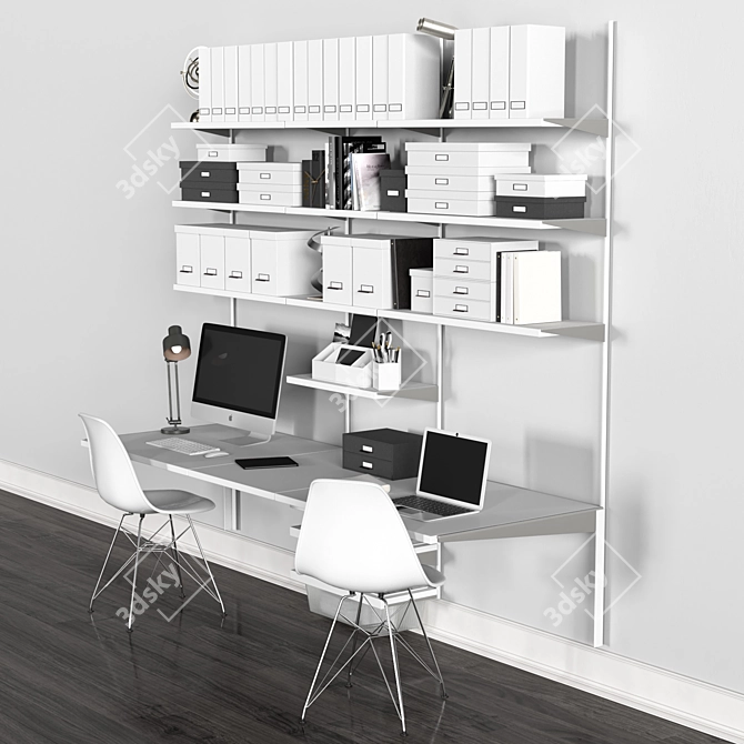 Workspace Organization Set: Wall & Desk Storage 3D model image 3