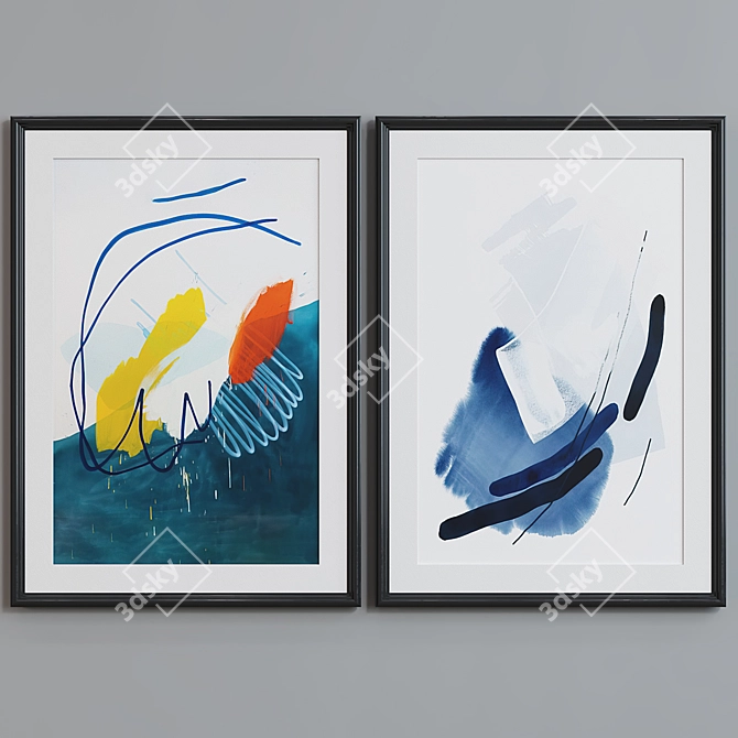 Modern Abstract Picture Frame Set 3D model image 3