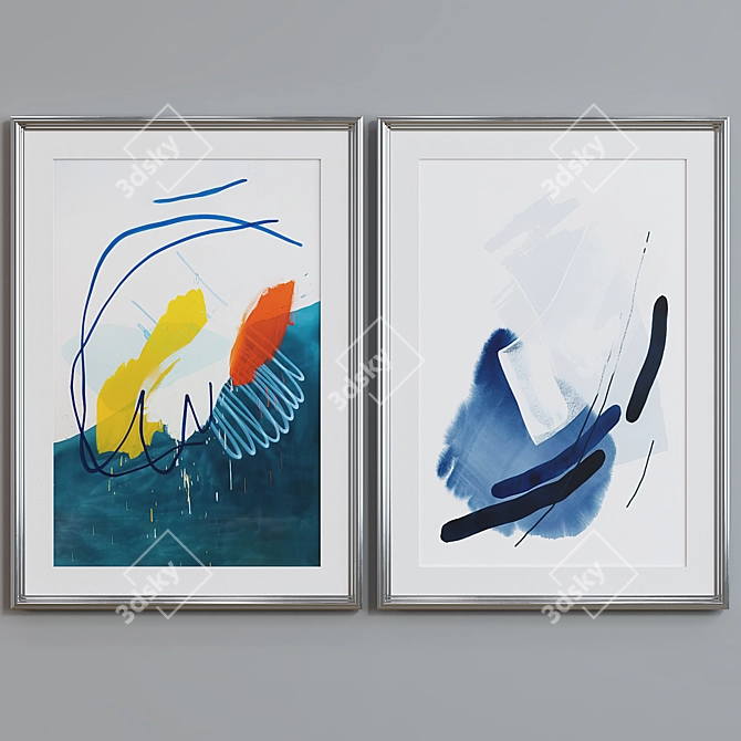 Modern Abstract Picture Frame Set 3D model image 4