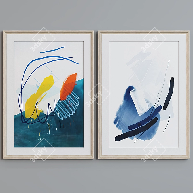 Modern Abstract Picture Frame Set 3D model image 5