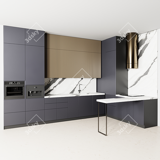 Modern Modular Kitchen Set 3D model image 2