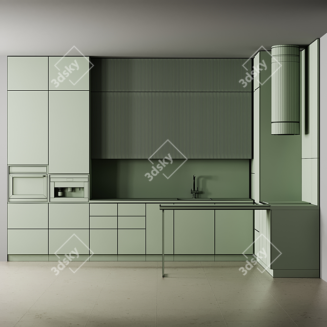 Modern Modular Kitchen Set 3D model image 3