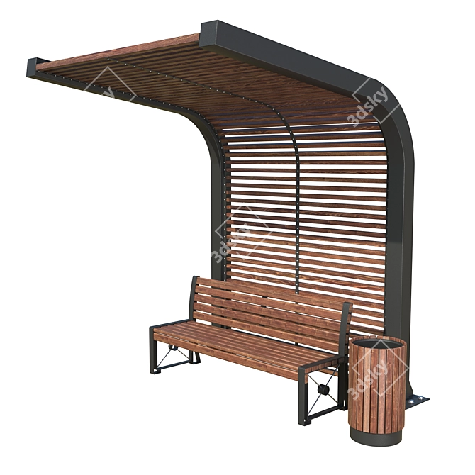 Modern Pergola Set 3D model image 1