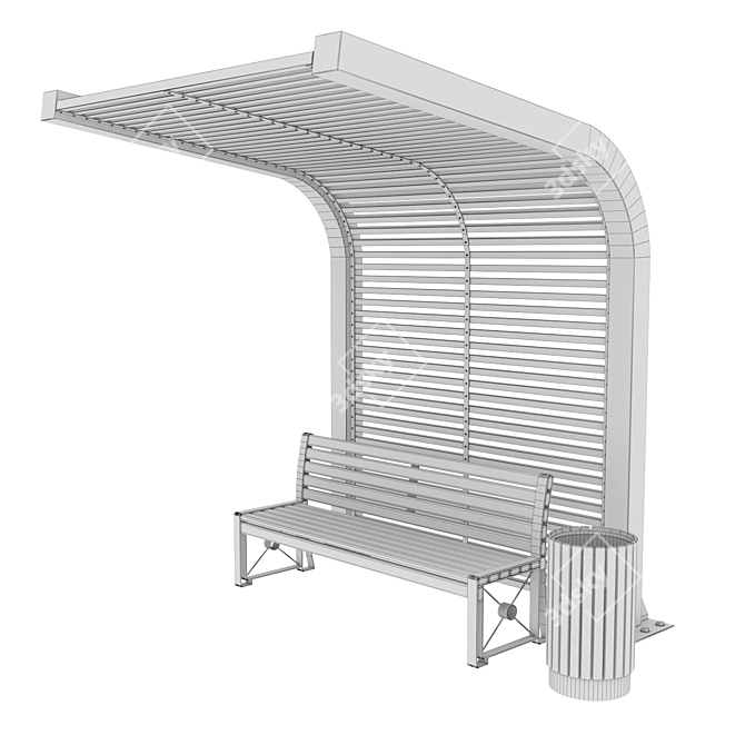 Modern Pergola Set 3D model image 2