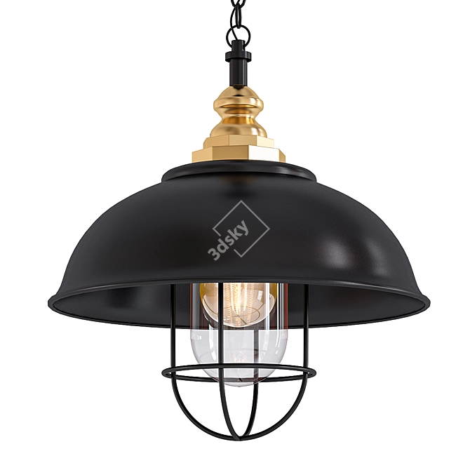 Retro Metal Loft Pendant Light 3D model image 1