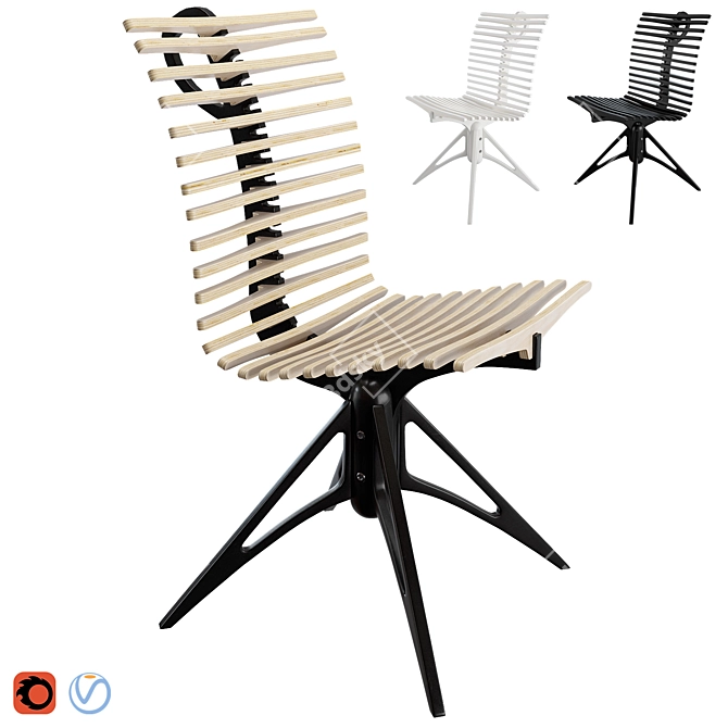 Modern Ergonomic Skeleton Chair 3D model image 1