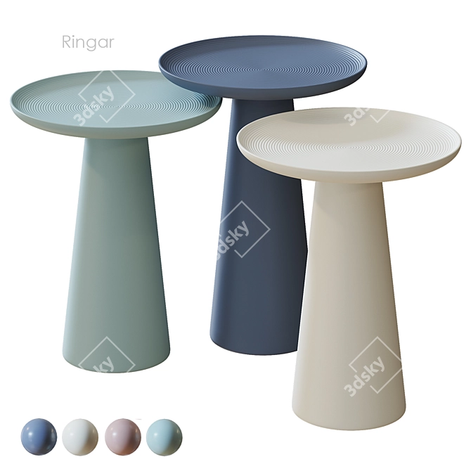 Ringar Round Aluminum Side Table 3D model image 1