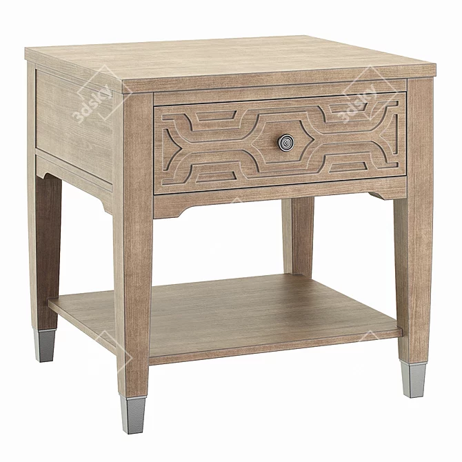 Birch Bedside Table in Gray-Beige 3D model image 1