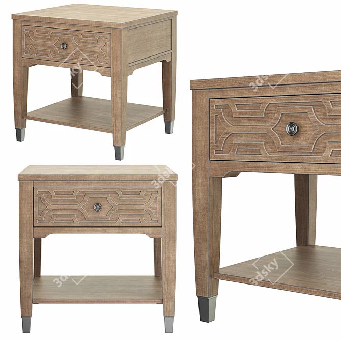 Birch Bedside Table in Gray-Beige 3D model image 2