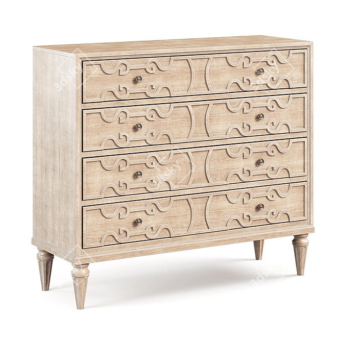 Birch Wood Serene Chest 3D model image 1