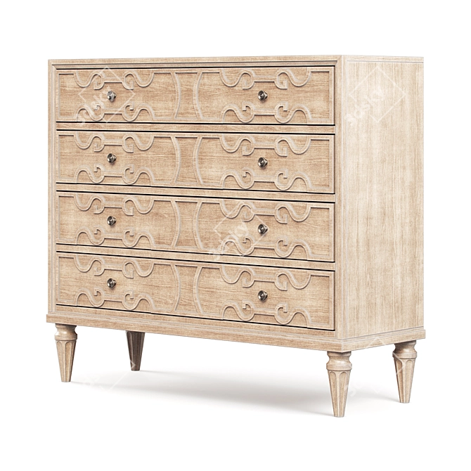 Birch Wood Serene Chest 3D model image 3