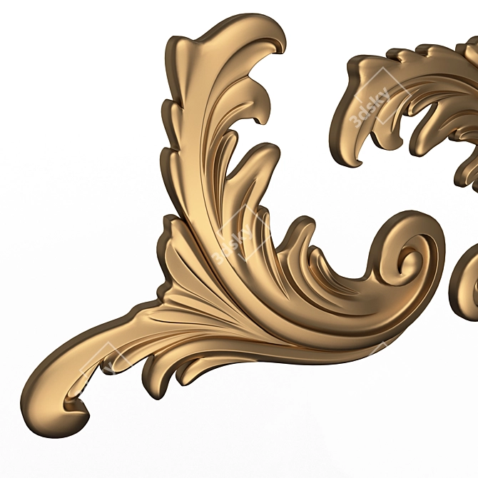 Elegant Carved Plaster Moulding Decor 3D model image 2