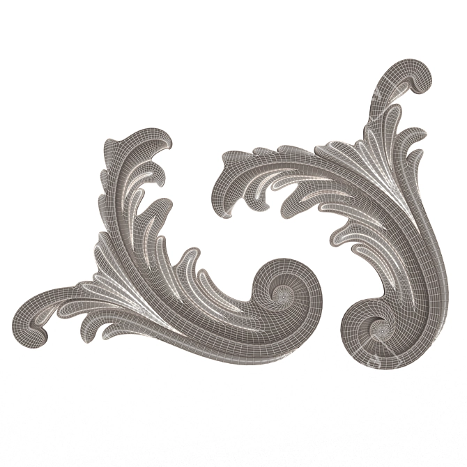 Elegant Carved Plaster Moulding Decor 3D model image 5