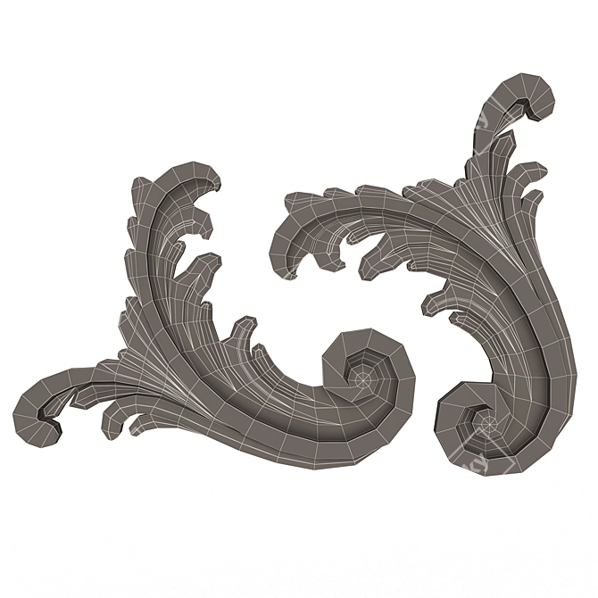 Elegant Carved Plaster Moulding Decor 3D model image 6