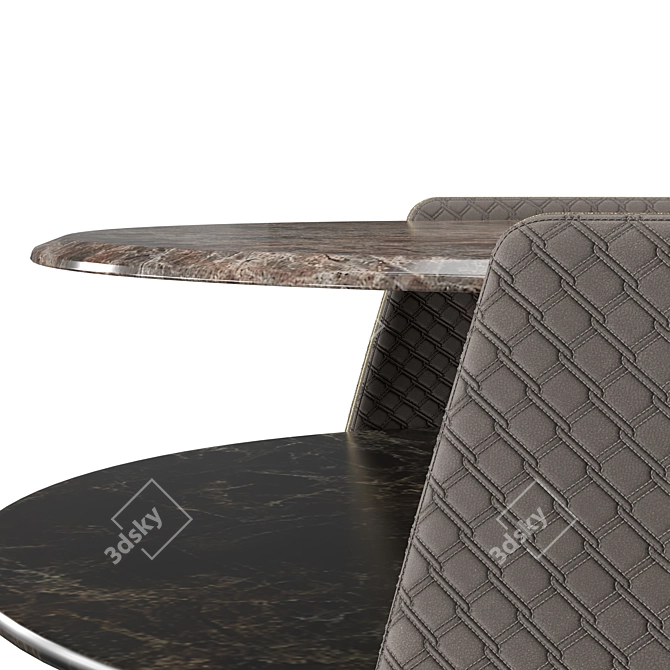 Luxury Quilted Metal Side Table 3D model image 3