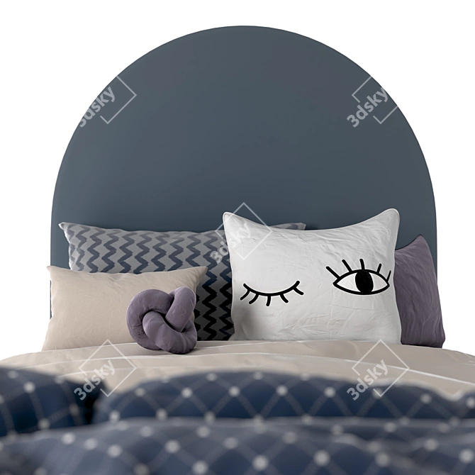 Elegant Upholstered Girls Bed Set 3D model image 2