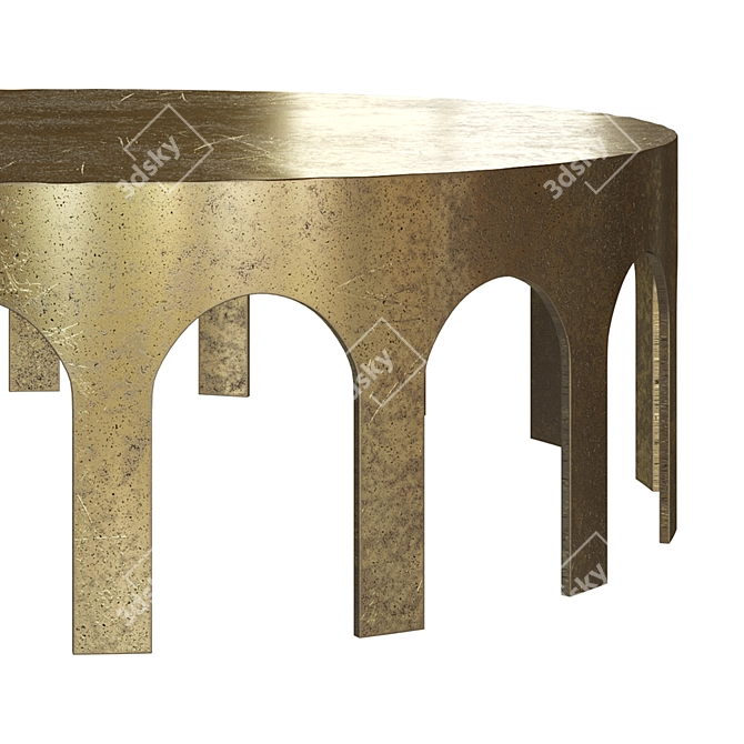  Handcrafted Brass Vintage Coffee Table 3D model image 4