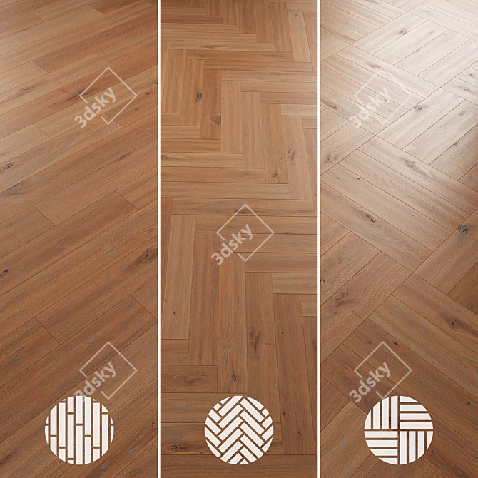 Oak Parquet Flooring Collection 3D model image 5