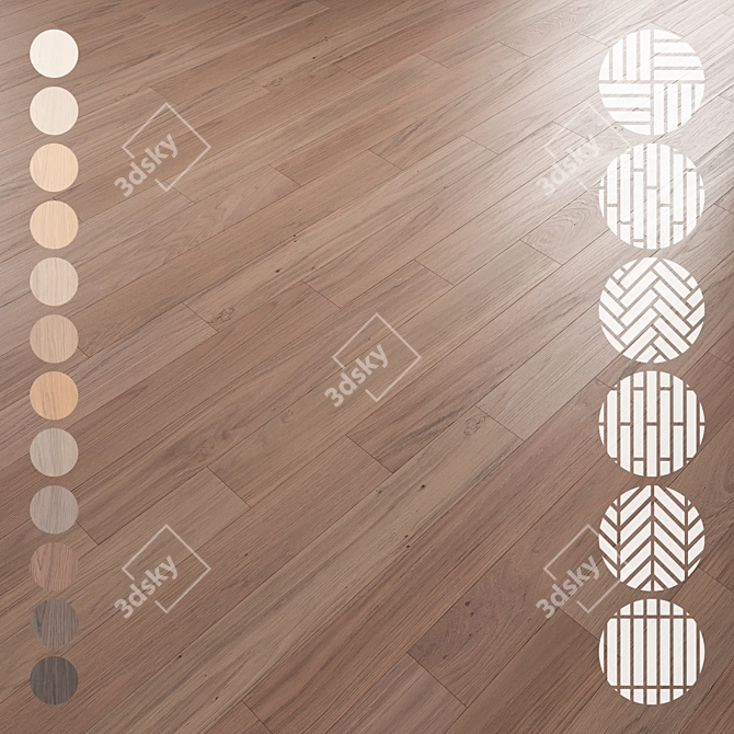 Oak Parquet Flooring Collection 3D model image 1