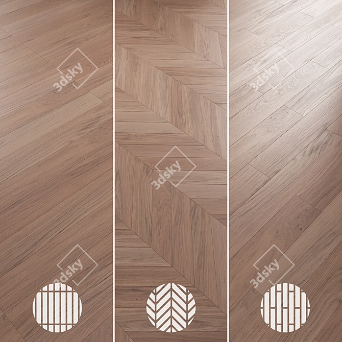 Oak Parquet Flooring Collection 3D model image 5