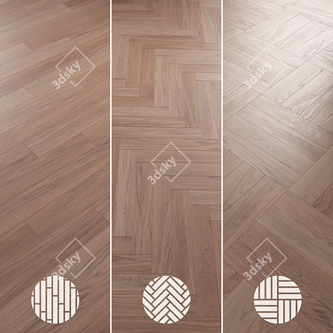 Oak Parquet Flooring Collection 3D model image 6