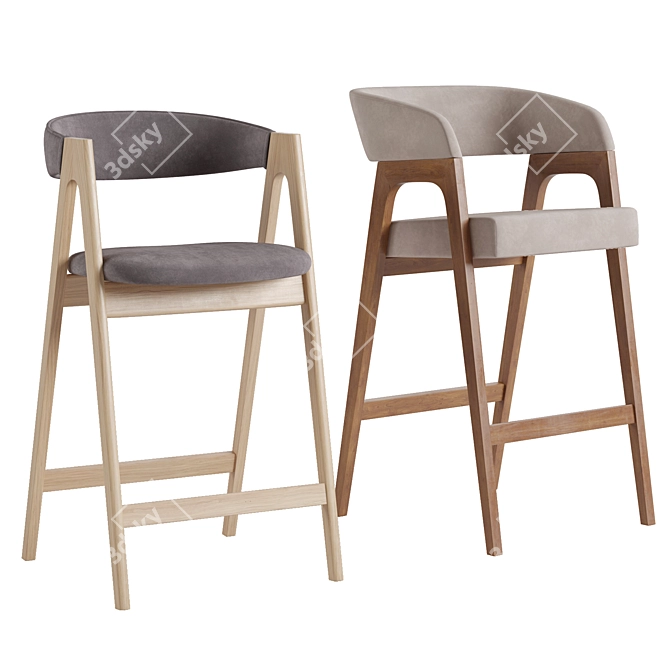 Dublin and Bern Barstools Set 3D model image 2