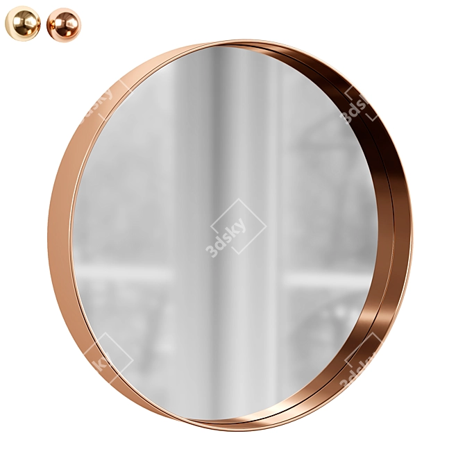 Elegant Brushed Brass Alana Mirror 3D model image 1