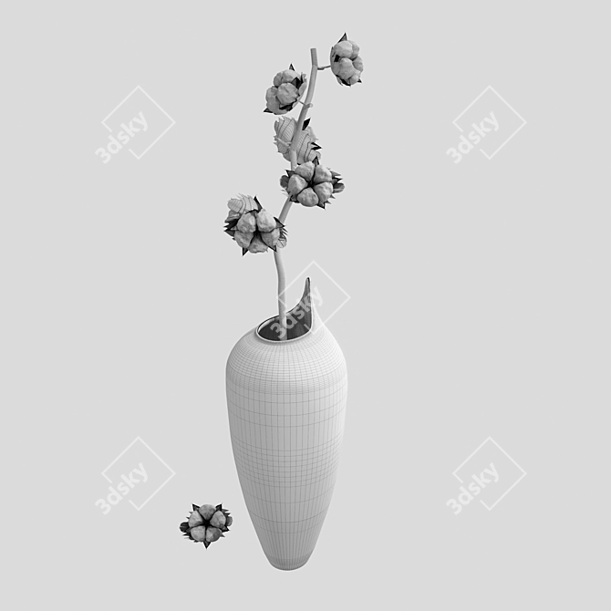 Cotton Blossom Branch by Vasa 3D model image 2