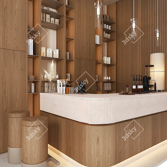 Modern Vray Coffee Bar Scene 3D model image 2