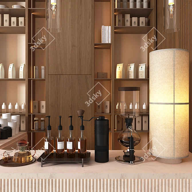 Modern Vray Coffee Bar Scene 3D model image 3