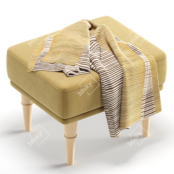 Shento Velvet Pouffe Ottoman Set 3D model image 4