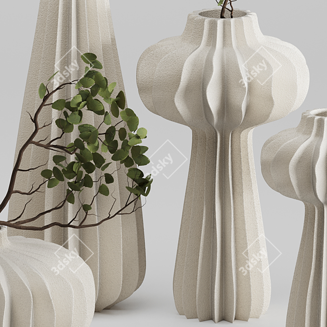 Elegant Lithos Vase Set 01 3D model image 2