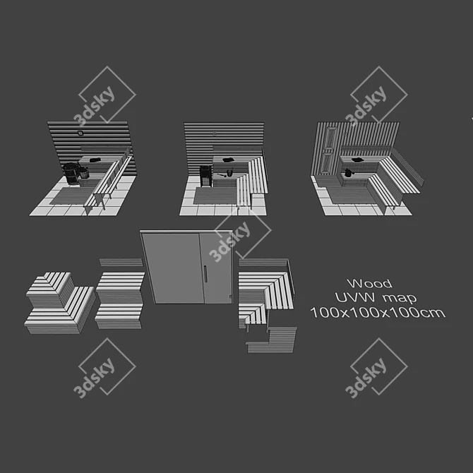 Modular Sauna Set Kit 3D model image 6