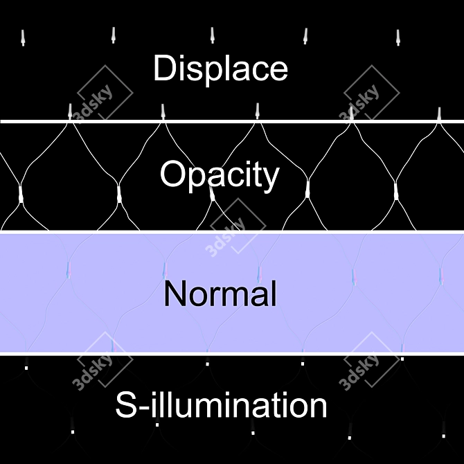 LED Mesh Garland Material 3D model image 3