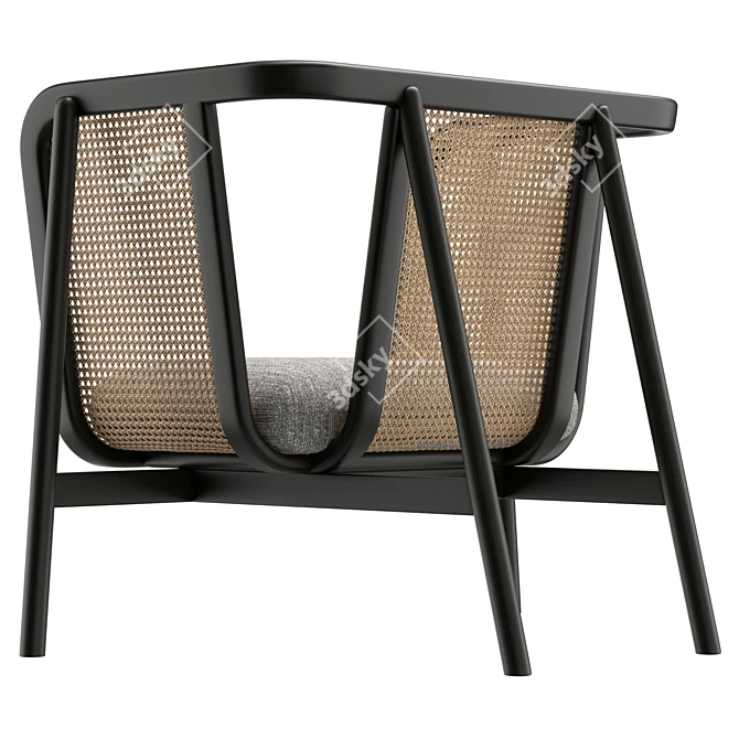 Natural Rattan Ash Wood Chair 3D model image 4