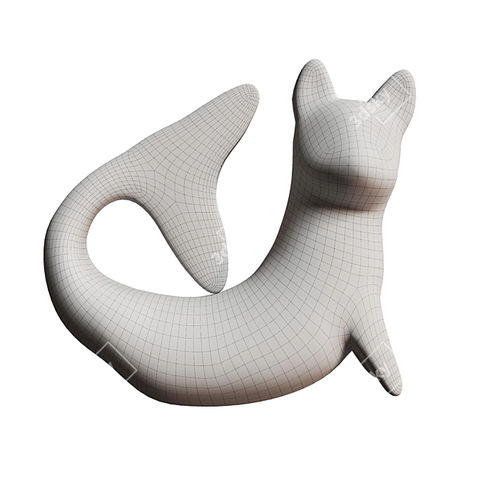 Mermaid Cat Porcelain Figurine - 3D Max Model 3D model image 2