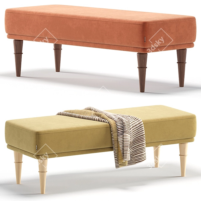 Elegant Shento Bench: 5 Versatile Colors 3D model image 3