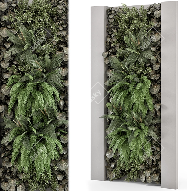 Concrete Base Vertical Garden | Set 1109 3D model image 2