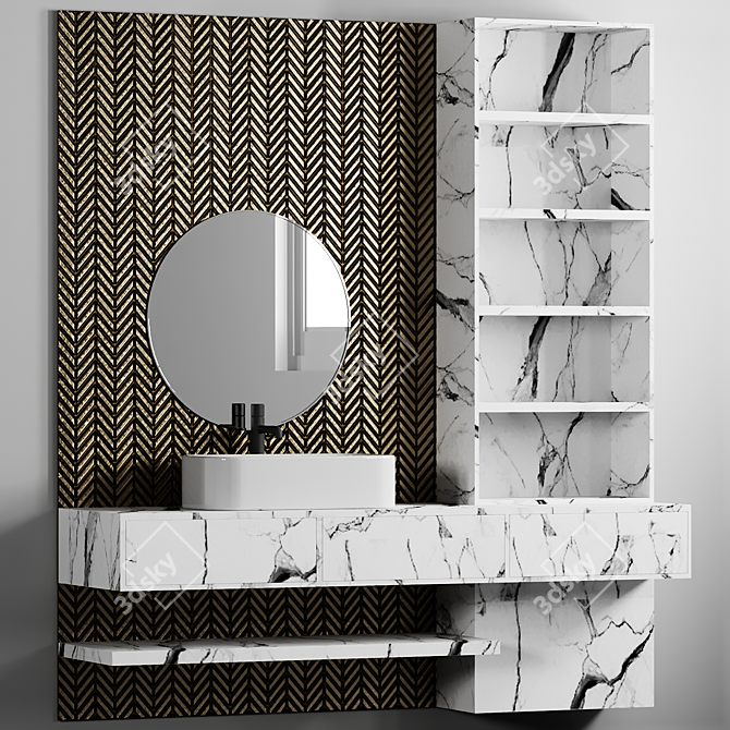  Modular Bathroom Furniture Set 3D model image 1